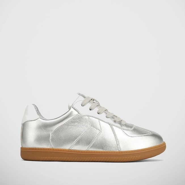 Blaze Metallic Leather Sneaker in Silverware