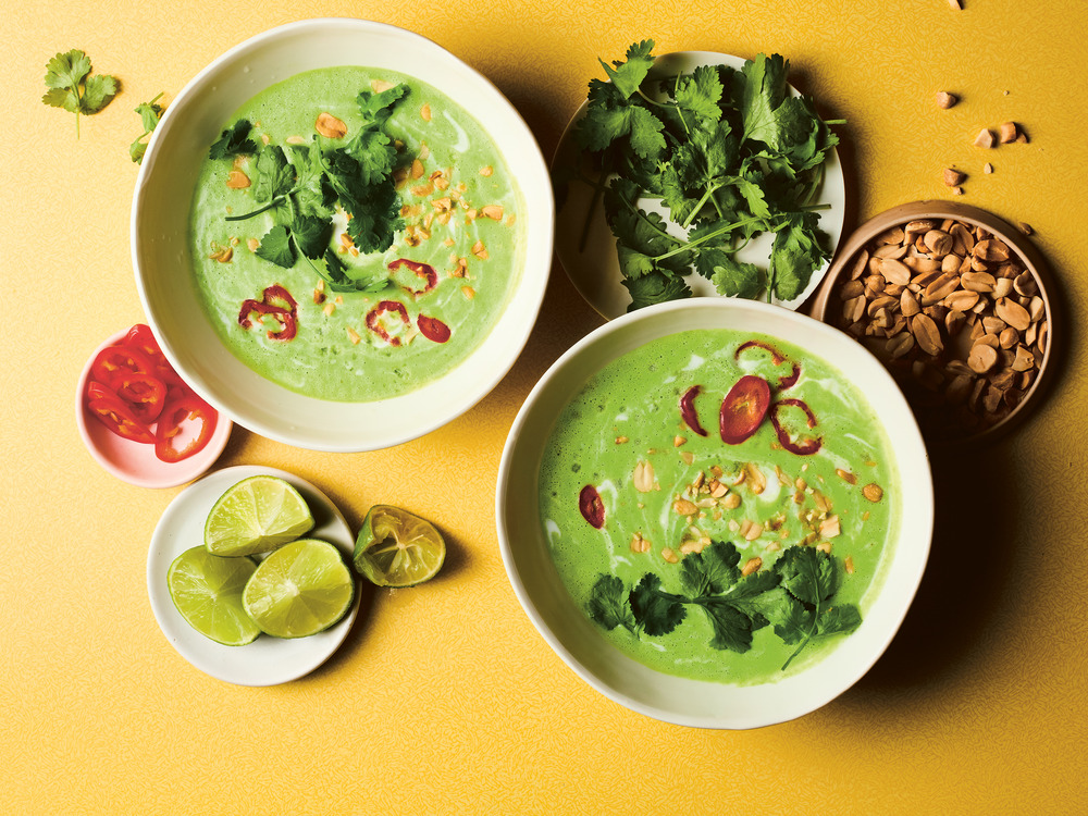 Thai-spiced pea and coconut soup